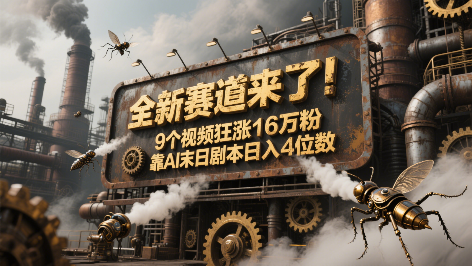 全新赛道来了！9个视频狂涨16万粉，靠AI末日剧本日入4位数，评论区爆肝追更！-旺仔资源库