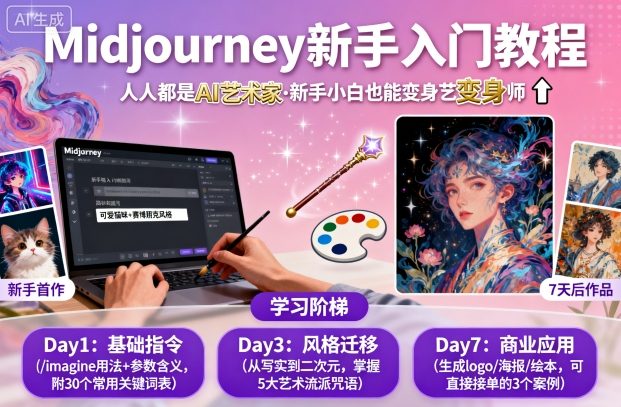 midjourney新手入门教程：人人都是AI艺术家，新手小白也能变身艺术大师-旺仔资源库