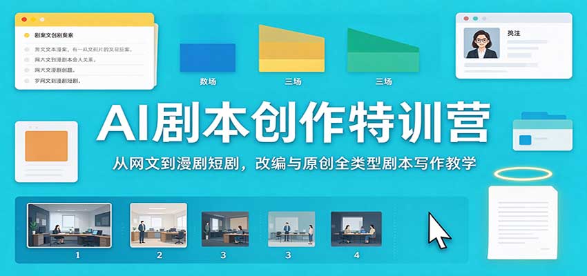 AI剧本创作特训营：从网文到漫剧短剧，改编与原创全类型剧本写作教学-旺仔资源库