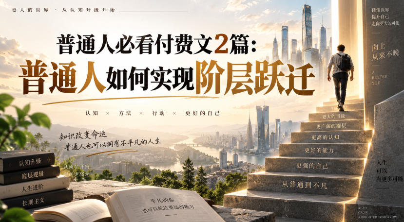 普通人必看付费文2篇：普通人如何实现阶层跃迁-旺仔资源库