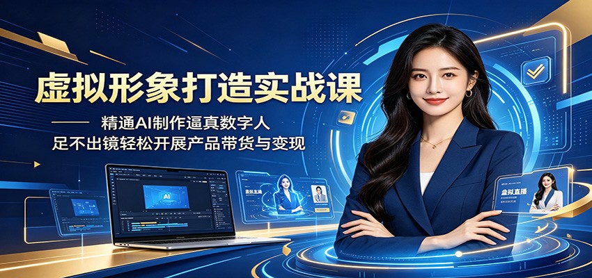 虚拟形象打造实战课:精通AI制作逼真数字人,足不出镜轻松开展产品带货与变现-旺仔资源库
