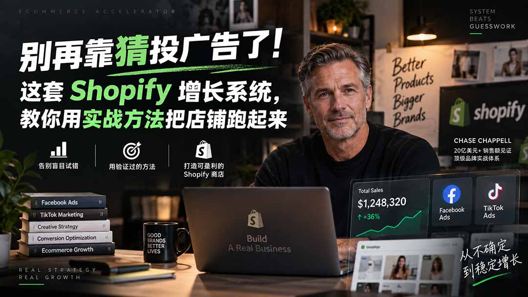 别再靠猜投广告了!这套 Shopify 增长系统,教你用实战方法把店铺跑起来【原创双语字幕】-旺仔资源库