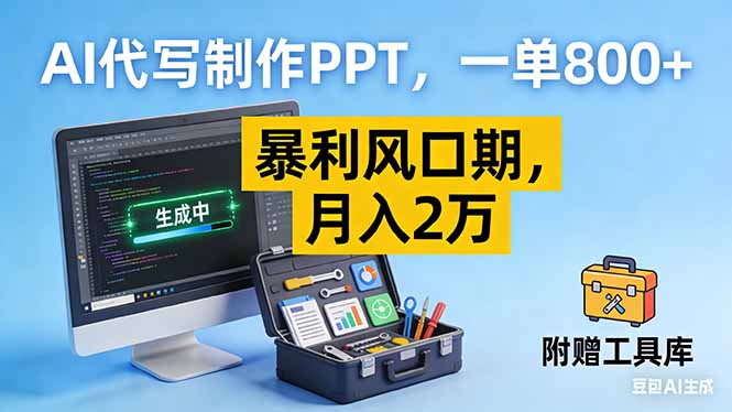 AI代写制作PPT,一单800+, 暴利风口期,月入2万【附工具】-旺仔资源库