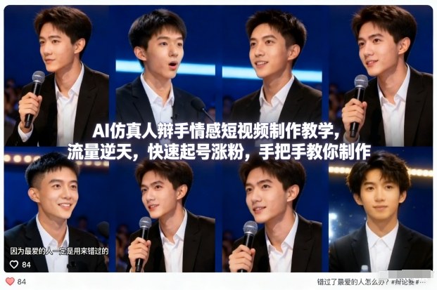 AI仿真人辩手情感短视频制作教学，流量逆天，快速起号涨粉，手把手教你制作-旺仔资源库