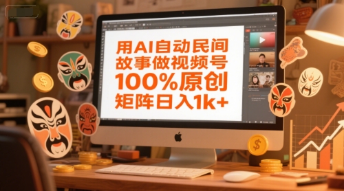 用AI自动民间故事做视频号，100%原创，矩阵日入1k+-旺仔资源库