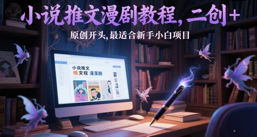 小说推文漫剧教程，二创+原创开头，最适合新手小白项目-旺仔资源库