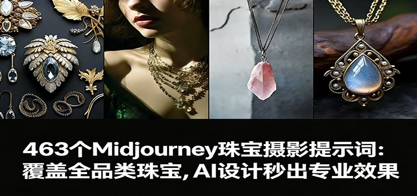 463个Midjourney珠宝摄影提示词：覆盖全品类珠宝，AI设计秒出专业效果-旺仔资源库