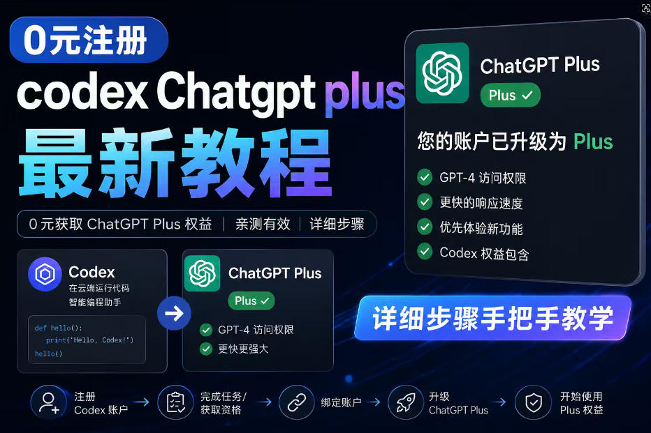 0元全自动注册codex gpt plus最新教程，0元获取GPT Plus权益，手把手详细教学-旺仔资源库