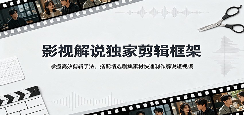影视解说独家剪辑框架:掌握高效剪辑手法,搭配精选剧集素材快速制作解说短视频-旺仔资源库