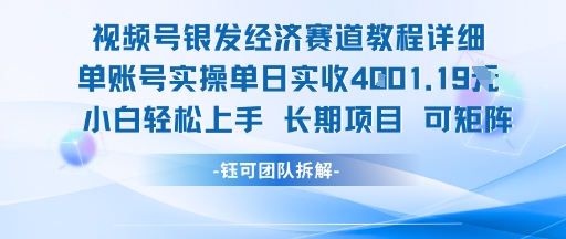 视频号银发经济赛道单账号实操单日实收1k+，小白轻松上手长期项目-旺仔资源库