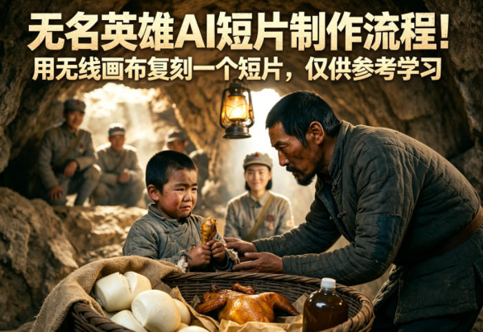 无名英雄AI短片制作流程！用无线画布复刻一个短片，仅供参考学习-旺仔资源库