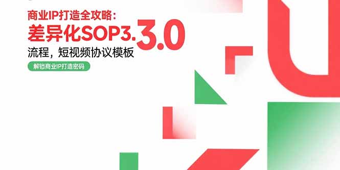 商业IP打造全攻略：差异化SOP3.0流程，短视频协议模板，婚恋项目实战案例-旺仔资源库