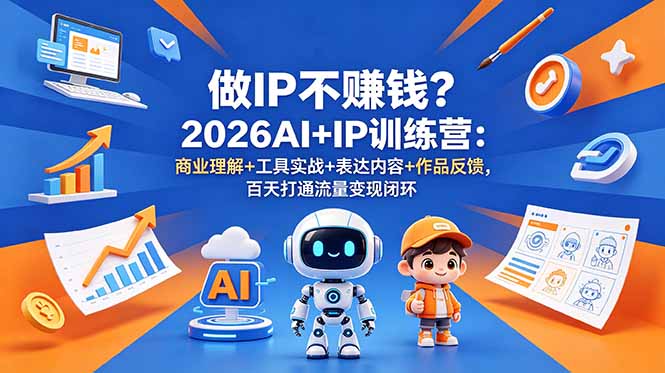 做IP不赚钱？2026AI+IP训练营：商业理解+工具实战+表达内容+作品反馈，百天打通流量变现闭环-旺仔资源库
