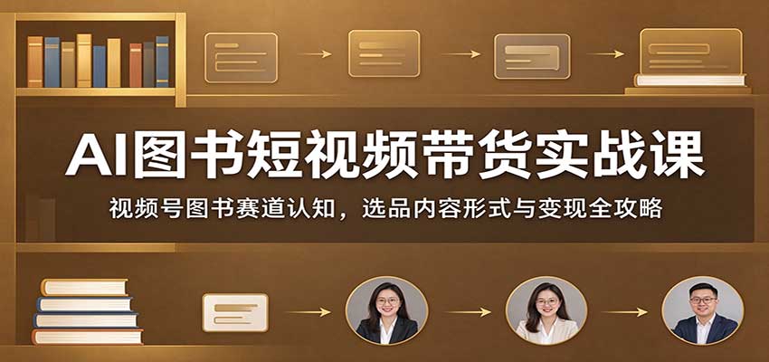AI图书短视频带货实战课：视频号图书赛道认知，选品内容形式与变现全攻略-旺仔资源库