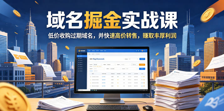域名交易掘金实战课，低价收购过期域名，并快速高价转售，賺取丰厚利润【原创双语字幕】-旺仔资源库