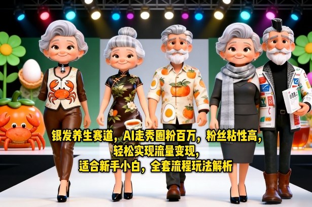银发养生赛道，AI走秀圈粉百万，粉丝粘性高，轻松实现流量变现，适合新手小白，全套流程玩法解析-旺仔资源库