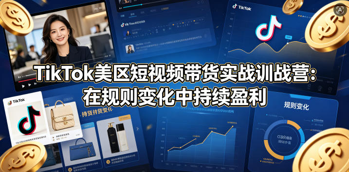 TikTok美区短视频带货实战训战营：在规则变化中持续盈利-旺仔资源库