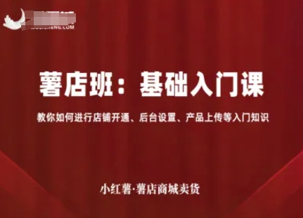 小红薯薯店商城卖货，基础入门课，教你如何进行店铺开通、后台设置、产品上传等入门知识-旺仔资源库