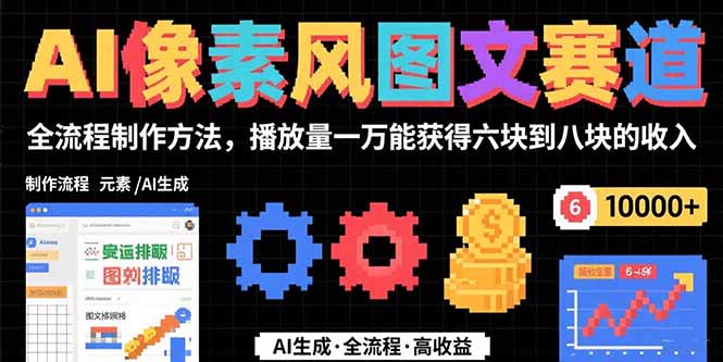 AI像素风图文赛道：全流程制作方法，播放量一万能获得6块到8块的收入-旺仔资源库