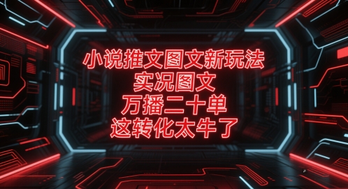 小说推文图文新玩法，实况图文，万播二十单，这转化太牛了！-旺仔资源库