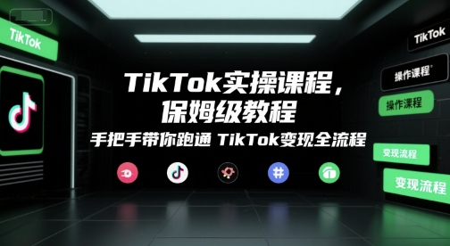 TikTok实操课程，保姆级教程，手把手带你跑通TikTok变现全流程-旺仔资源库