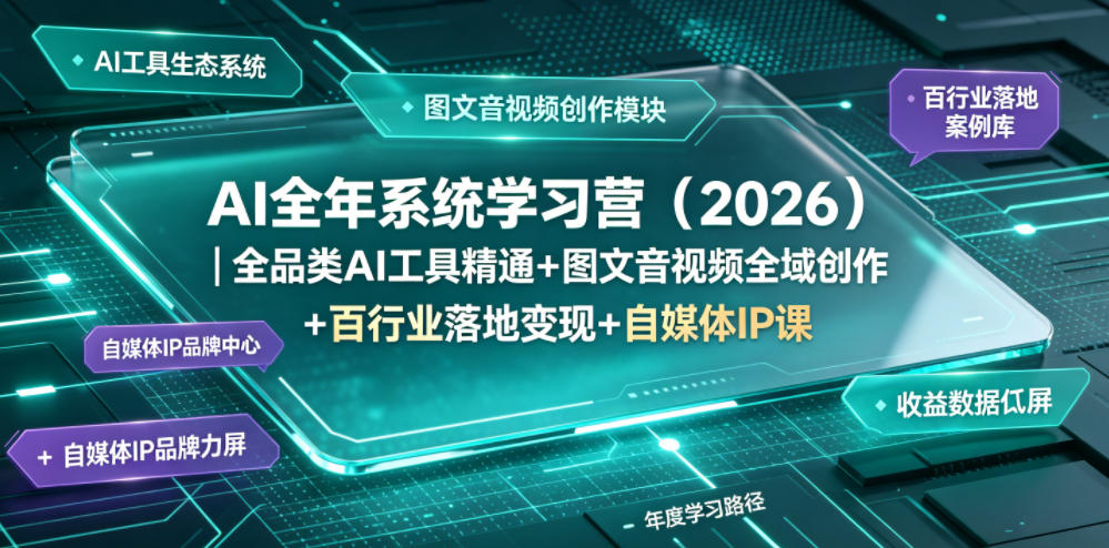 AI全年系统学习营(2026)｜全品类AI工具精通+图文音视频全域创作+百行业落地变现+自媒体IP打造年度进阶大课-旺仔资源库