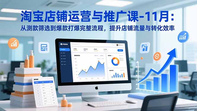 淘宝店铺运营与推广课-11月：从测款筛选到爆款打爆完整流程，提升店铺流量与转化效率-旺仔资源库