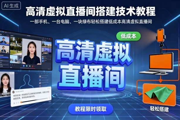 高清虚拟直播间搭建技术教程，一部手机、一台电脑、一块绿布轻松搭建低成本高清虚拟直播间-旺仔资源库
