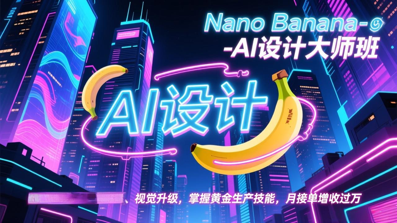 Nano Banana-AI设计大师班，修图合成、广告创作、视觉升级，掌握黄金生产技能，月接单增收过万-旺仔资源库