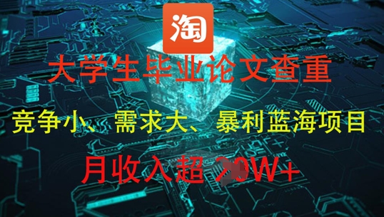 大学生毕业论文查重，暴利蓝海项目，月收入过1W+-旺仔资源库