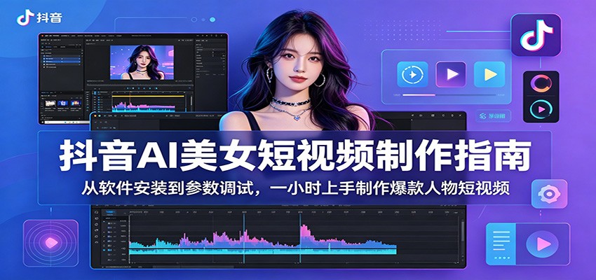 抖音AI美女短视频制作指南：从软件安装到参数调试，一小时上手制作爆款人物短视频-旺仔资源库