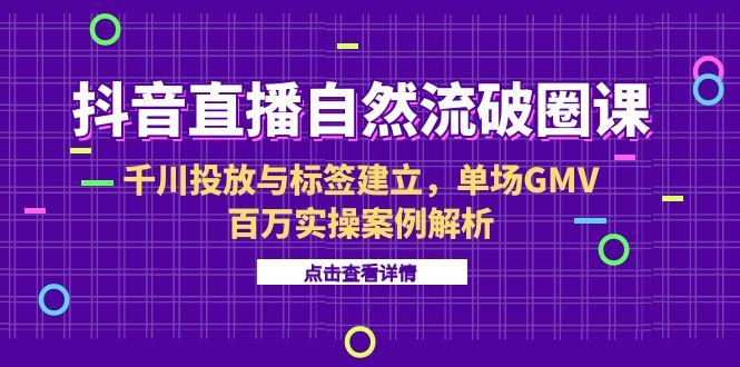 抖音直播自然流破圈课-6月，千川投放与标签建立，单场GMV百万实操案例解析-旺仔资源库