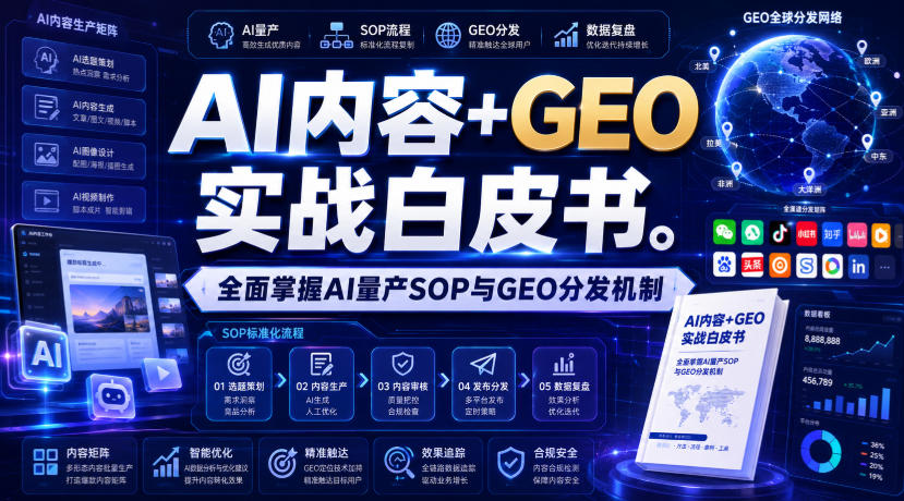 AI内容+GEO实战白皮书,全面掌握AI量产SOP与GEO分发机制【文档】-旺仔资源库