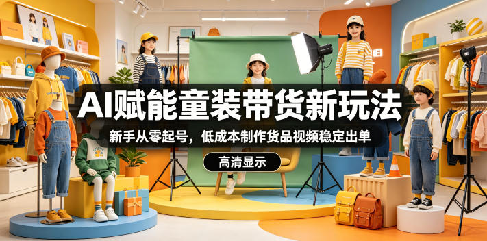 AI赋能童装带货新玩法，新手从零起号，低成本制作货品视频稳定出单-旺仔资源库