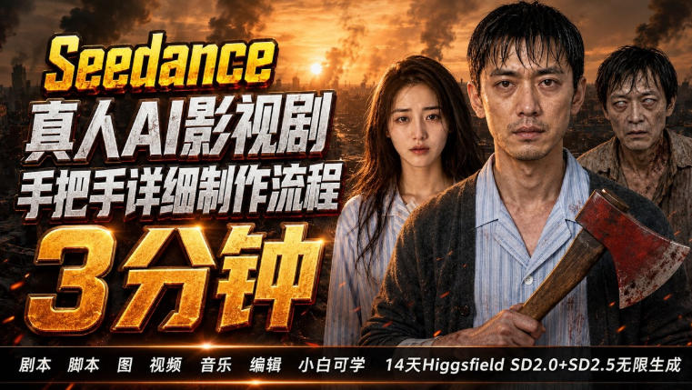 3分钟真人AI影视剧怎么做?SD 2.0手把手完整制作流程|Higgsfield 14天SD 2.0/2.5无限生成-旺仔资源库