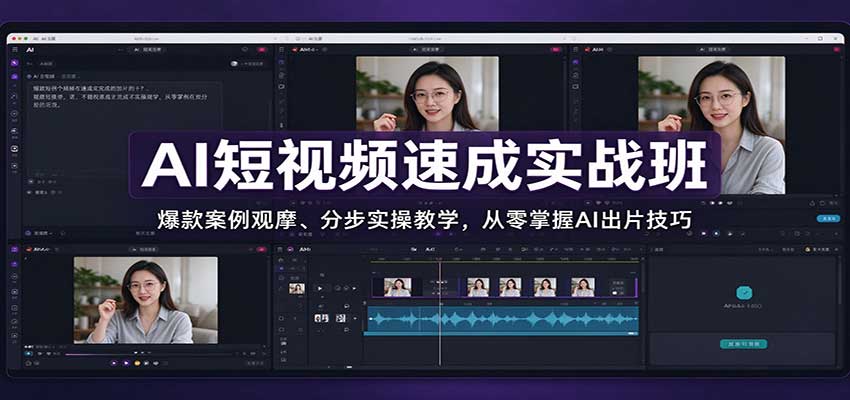 AI短视频速成实战班：爆款案例观摩、分步实操教学，从零掌握AI出片技巧-旺仔资源库