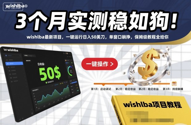3个月实测稳如狗!wishlba最新项目,一键运行日入50美刀,单窗口躺挣,保姆级教程全给你【揭秘】-旺仔资源库