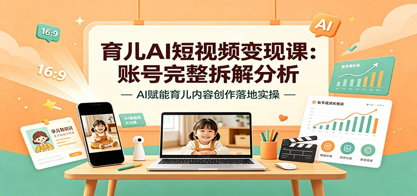 育儿AI短视频变现课:账号完整拆解分析,AI赋能育儿内容创作落地实操-旺仔资源库