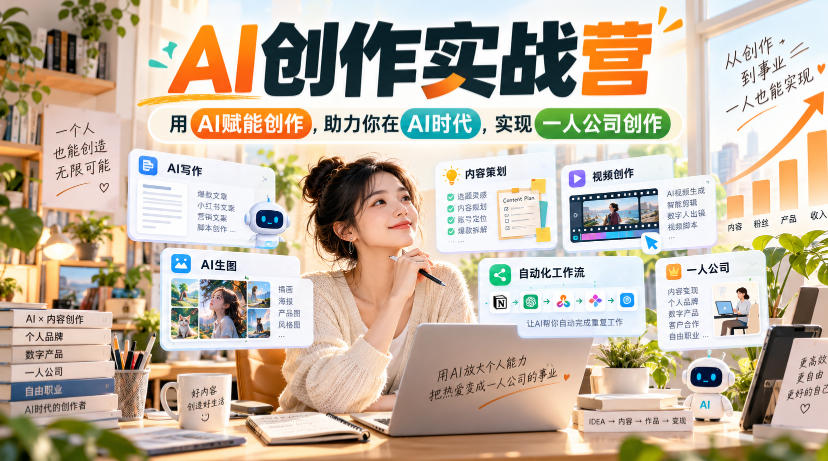 AI创作实战营,用AI赋能创作,助力你在AI时代,实现一人公司创作(更新)-旺仔资源库