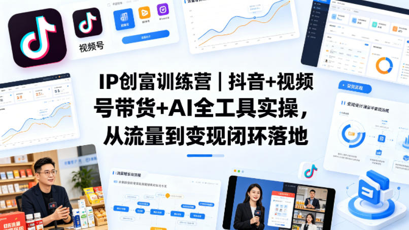 IP创富训练营｜抖音+视频号带货+AI全工具实操，从流量到变现闭环落地-旺仔资源库