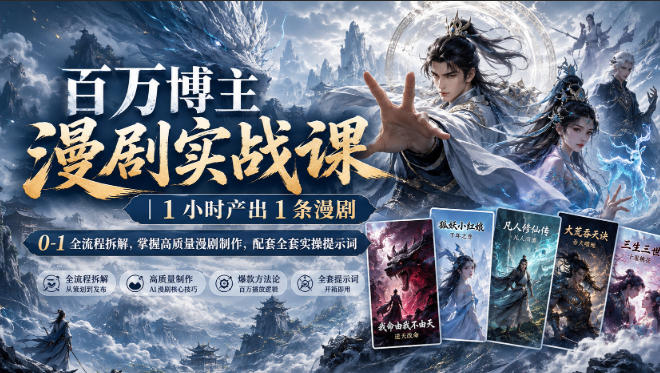 百万博主漫剧实战课｜1小时产出1条漫剧，0‑1全流程拆解，掌握高质量漫剧制作，配套全套实操提示词-旺仔资源库