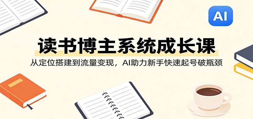 读书博主系统成长课：从定位搭建到流量变现，AI助力新手快速起号破瓶颈-旺仔资源库