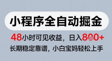 微信小程序全自动掘金，快速见收益，长期稳定靠谱，零基础友好，日入8张【揭秘】-旺仔资源库