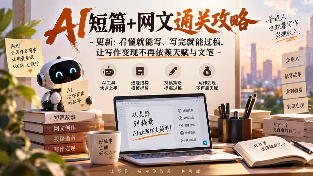 AI短篇+网文通关攻略-更新0921:看懂就能写、写完就能过稿,让写作变现不再依赖天赋与文笔-旺仔资源库