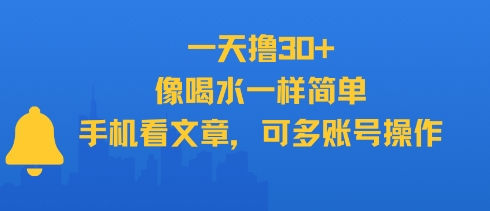 一天撸30+，像喝水一样简单，手机看文章，可多账号操作-旺仔资源库