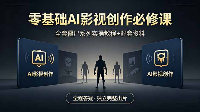 零基础AI影视创作必修课，全套僵尸系列实操教程加配套资料，全程答疑带你独立完整出片-旺仔资源库