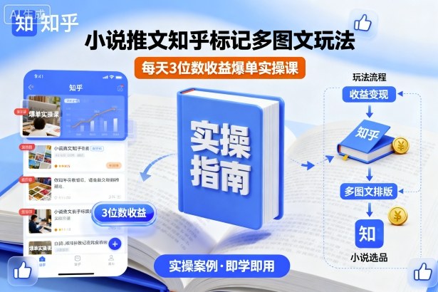 小说推文知乎标记多图文玩法，每天3位数收益爆单实操课-旺仔资源库