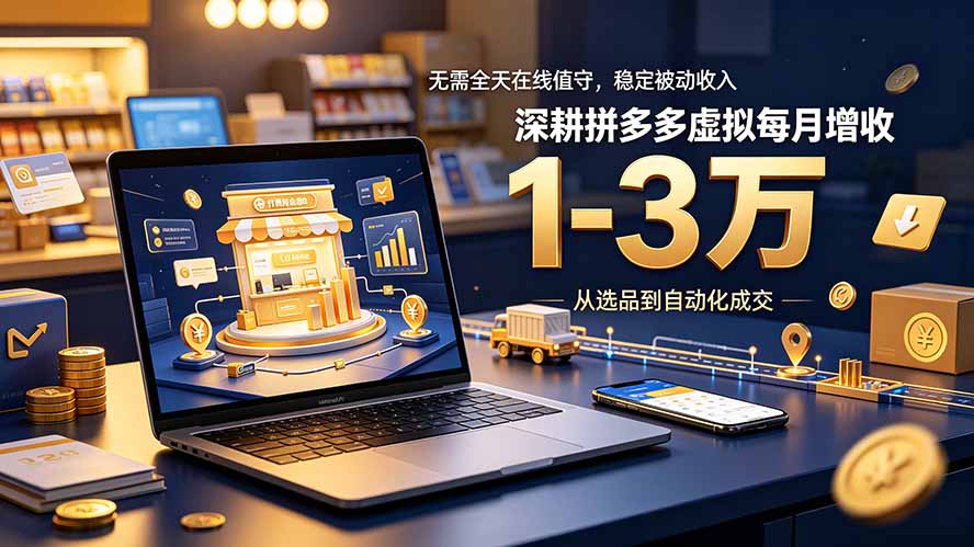 无需全天在线值守,稳定被动收入,深耕拼多多虚拟每月增收 1-3 万-旺仔资源库
