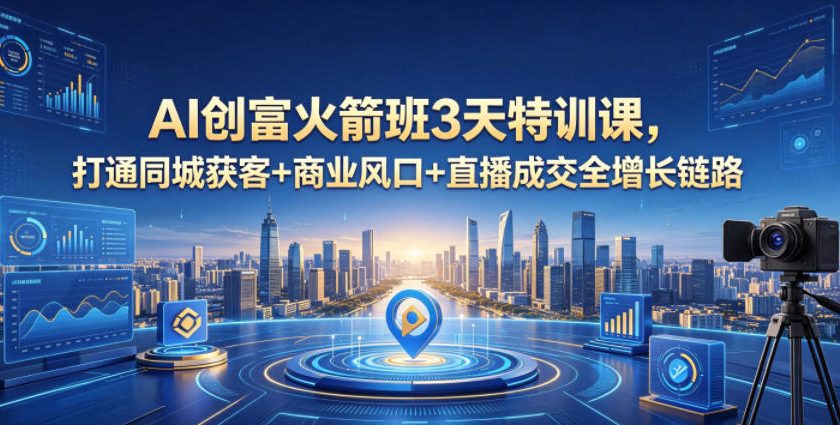 AI创富火箭班3天特训课，打通同城获客+商业风口+直播成交全增长链路，2026年4月新课-旺仔资源库