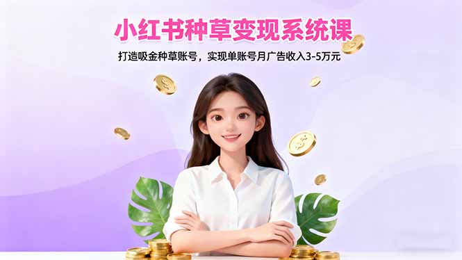 小红书种草变现系统课：打造吸金种草账号，实现单账号月广告收入3-5万元-旺仔资源库